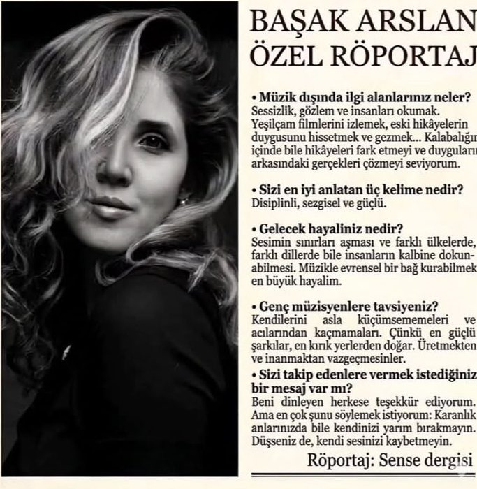 Sense Dergisi Başak Arslan özel röportaj üçüncü sayfa