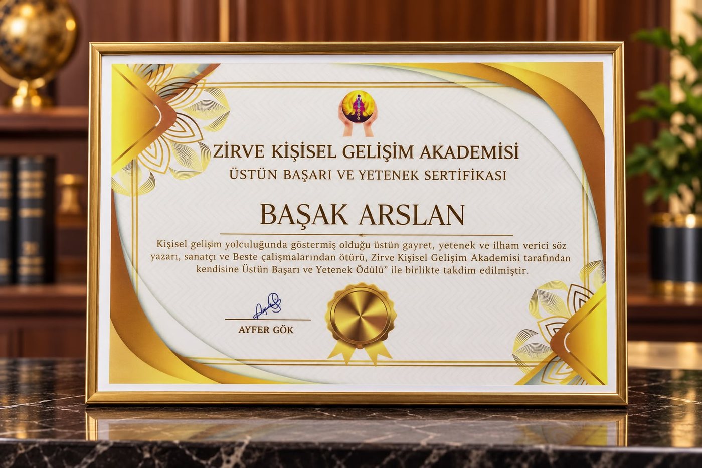 Zirve Kişisel Gelişim Akademisi üstün başarı ve yetenek sertifikası